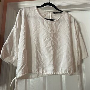 Zara crop top blouse with cinched waist